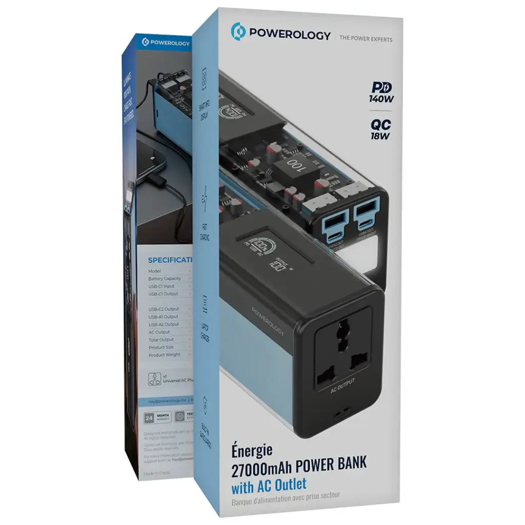 Powerology Énergie 27000mAh Power Bank - Black